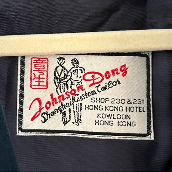 Vintage Hong Kong dark teal blue microsuede long wrap coat trench coat Medium - Picture 7 of 15